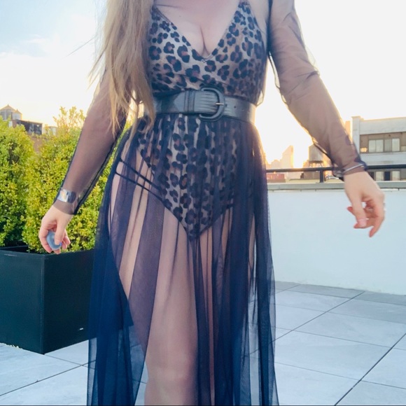 Zara Blue Transparent Tulle Tutu Mesh Midi Dress - Picture 5 of 16